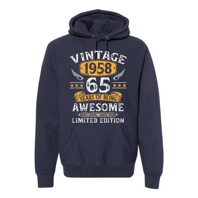 Vintage 1958 Limited Edition 65 Year Old 65th Birthday Gifts Premium Hoodie