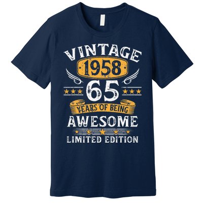 Vintage 1958 Limited Edition 65 Year Old 65th Birthday Gifts Premium T-Shirt