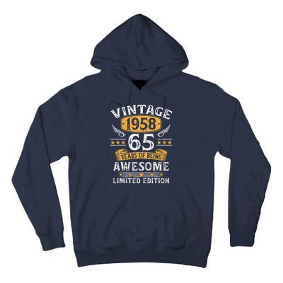 Vintage 1958 Limited Edition 65 Year Old 65th Birthday Gifts Tall Hoodie