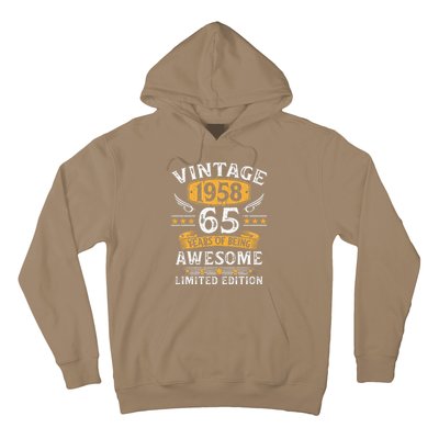 Vintage 1958 Limited Edition 65 Year Old 65th Birthday Gifts Hoodie