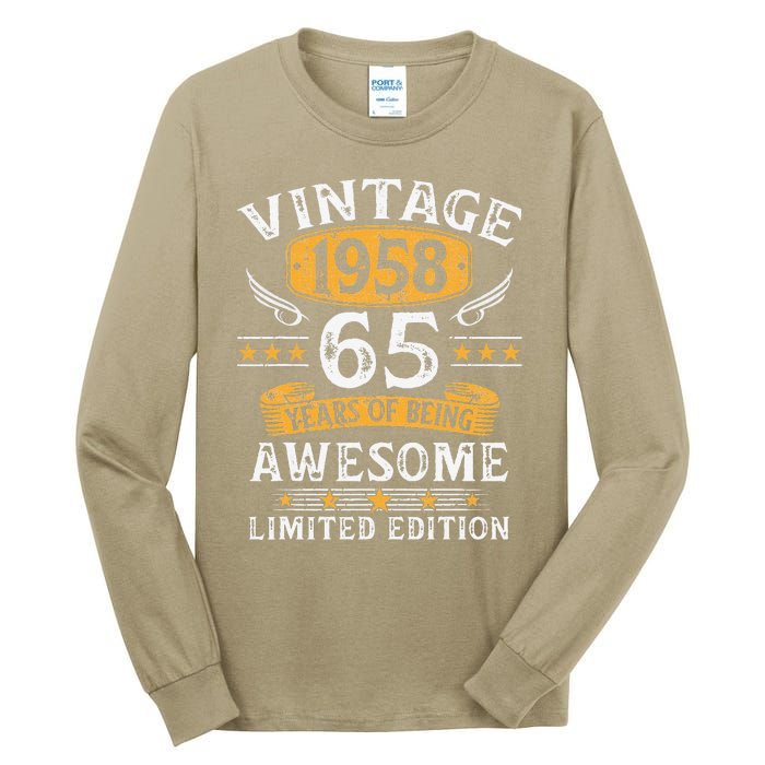 Vintage 1958 Limited Edition 65 Year Old 65th Birthday Gifts Tall Long Sleeve T-Shirt