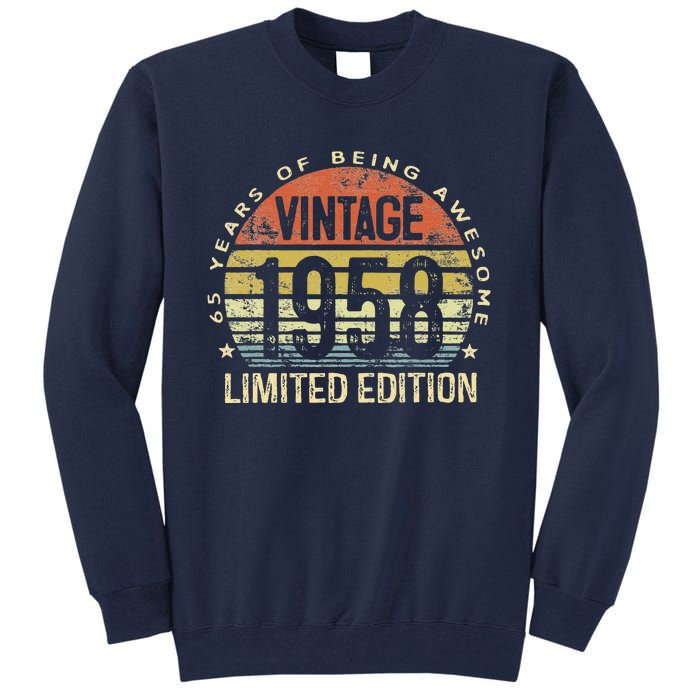 Vintage 1958 Limited Edition 65 Year Old Gifts 65th Birthday Tall Sweatshirt