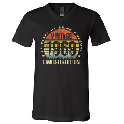 Vintage 1969 Limited Edition 55 Year Old Gifts 55th Birthday V-Neck T-Shirt