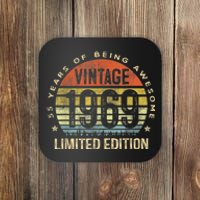 Vintage 1969 Limited Edition 55 Year Old Gifts 55th Birthday Coaster