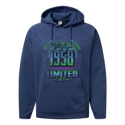 Vintage 1958 Limited Edition 65 Year Old 65th Birthday Performance Fleece Hoodie