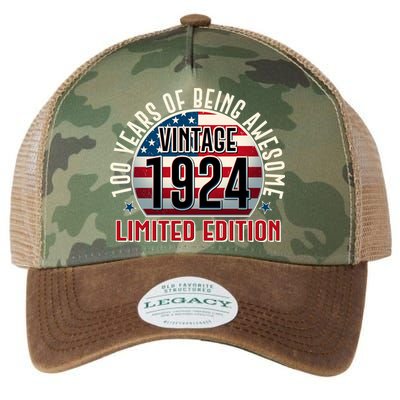 100th Birthday 1924 Limited Edition 100 Years Of Being Awesome Legacy Tie Dye Trucker Hat
