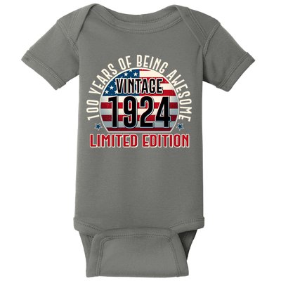 100th Birthday 1924 Limited Edition 100 Years Of Being Awesome Baby Bodysuit