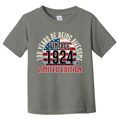 100th Birthday 1924 Limited Edition 100 Years Of Being Awesome Toddler T-Shirt