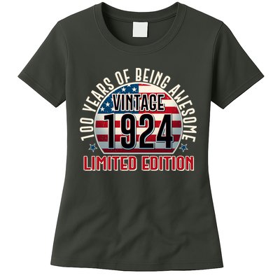 100th Birthday 1924 Limited Edition 100 Years Of Being Awesome Womens T-Shirt