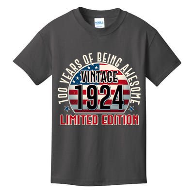 100th Birthday 1924 Limited Edition 100 Years Of Being Awesome Kids T-Shirt