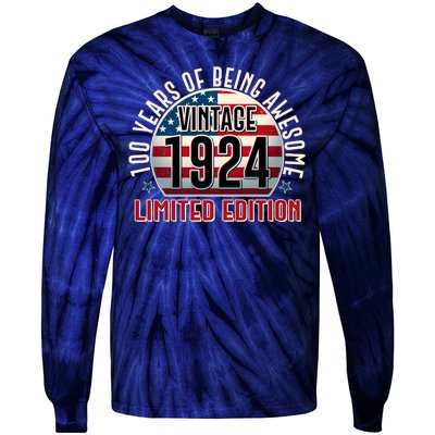 100th Birthday 1924 Limited Edition 100 Years Of Being Awesome Tie-Dye Long Sleeve Shirt