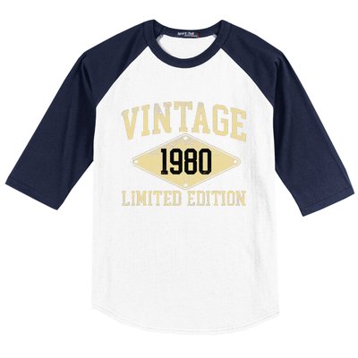 Vintage 1980 Limited Edition Year Of Birth Birthday Baseball Sleeve Shirt