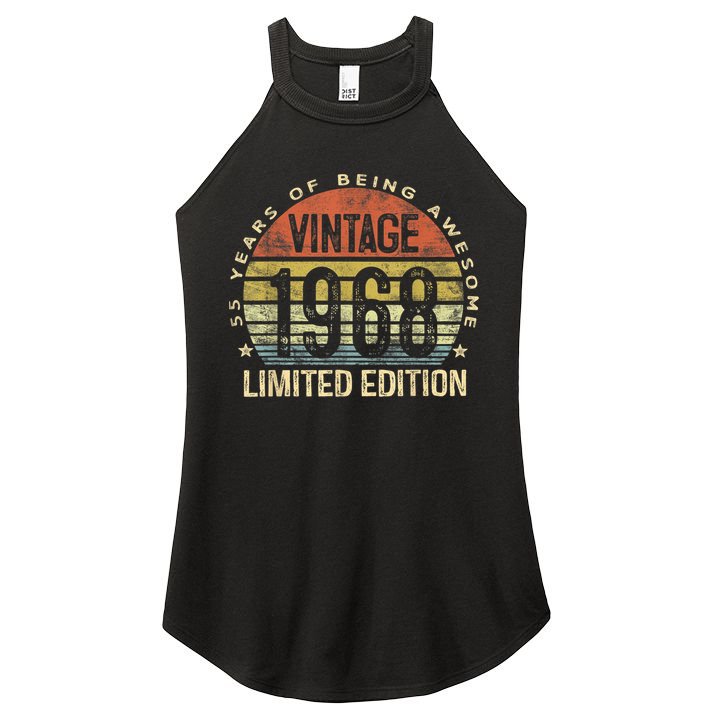 Vintage 1968 Limited Edition 55 Year Old Gifts 55th Birthday Women's Perfect Tri Rocker Tank