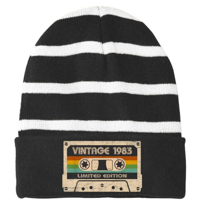 Vintage 1983 Limited Edition 40 Year Old Gifts 40th Birthday Striped Beanie with Solid Band