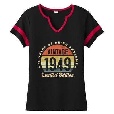 Vintage 1949 Limited Edition Birthday 74th Dad Birthday Grandpa Birthday Ladies Halftime Notch Neck Tee