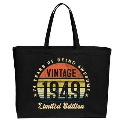 Vintage 1949 Limited Edition Birthday 74th Dad Birthday Grandpa Birthday Cotton Canvas Jumbo Tote