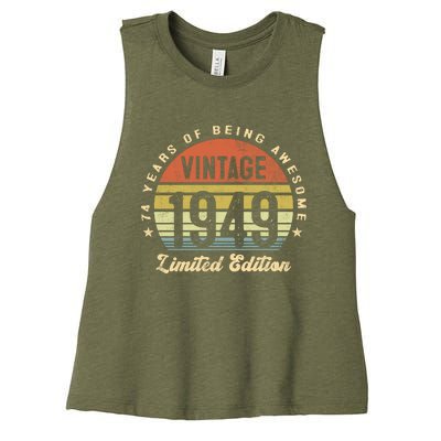 Vintage 1949 Limited Edition Birthday 74th Dad Birthday Grandpa Birthday Women's Racerback Cropped Tank