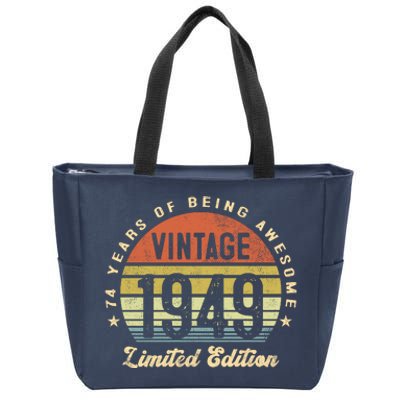 Vintage 1949 Limited Edition Birthday 74th Dad Birthday Grandpa Birthday Zip Tote Bag