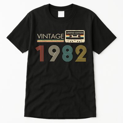 Vintage 1982 Limited Edition 40th Birthday Cassette Tape Tall T-Shirt