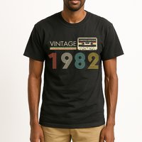 Vintage 1982 Limited Edition 40th Birthday Cassette Tape Tall T-Shirt