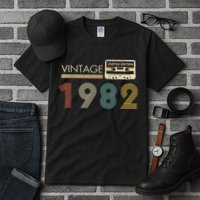 Vintage 1982 Limited Edition 40th Birthday Cassette Tape Tall T-Shirt