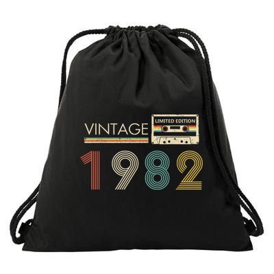 Vintage 1982 Limited Edition 40th Birthday Cassette Tape Drawstring Bag