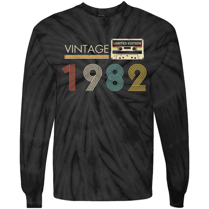 Vintage 1982 Limited Edition 40th Birthday Cassette Tape Tie-Dye Long Sleeve Shirt