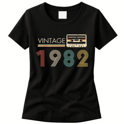 Vintage 1982 Limited Edition 40th Birthday Cassette Tape Womens T-Shirt