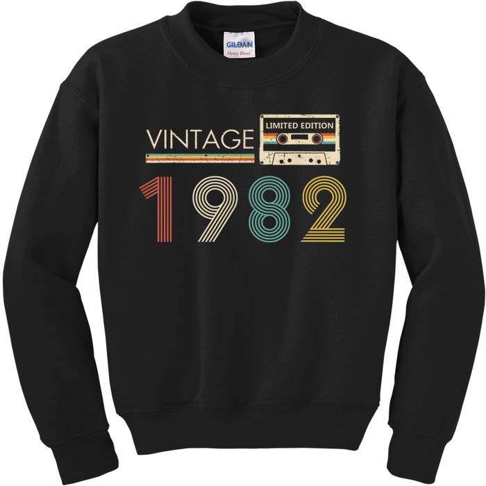 Vintage 1982 Limited Edition 40th Birthday Cassette Tape Kids Sweatshirt