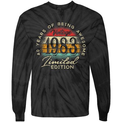 Vintage 1983 Limited Edition 40th Birthday 40 Year Old Gifts Tie-Dye Long Sleeve Shirt