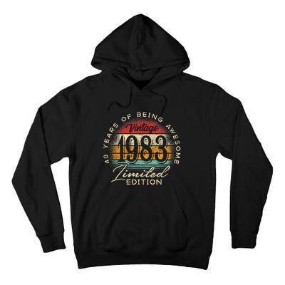 Vintage 1983 Limited Edition 40th Birthday 40 Year Old Gifts Tall Hoodie