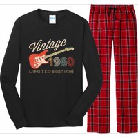 Vintage 1960 Limited Edition Guitar Year Of Birth Birthday Long Sleeve Pajama Set