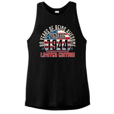 80th Birthday Vintage 1944 Limited Edition 80 Years Of Being Awesome Ladies PosiCharge Tri-Blend Wicking Tank