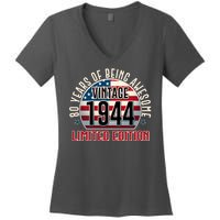 80th Birthday Vintage 1944 Limited Edition 80 Years Of Being Awesome Women's V-Neck T-Shirt