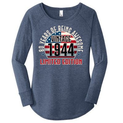 80th Birthday Vintage 1944 Limited Edition 80 Years Of Being Awesome Women's Perfect Tri Tunic Long Sleeve Shirt