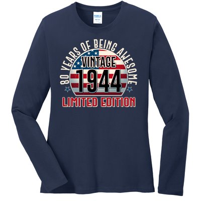 80th Birthday Vintage 1944 Limited Edition 80 Years Of Being Awesome Ladies Long Sleeve Shirt