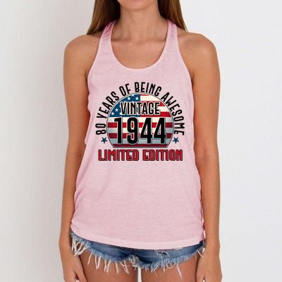 80th Birthday Vintage 1944 Limited Edition 80 Years Of Being Awesome Women's Knotted Racerback Tank