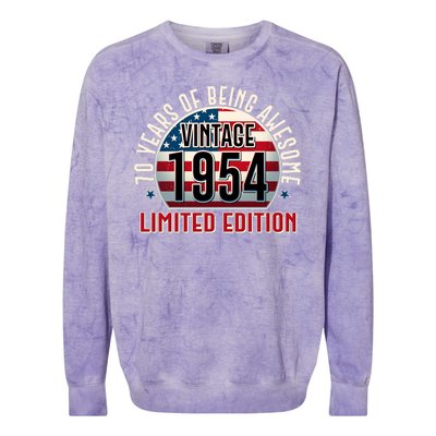 70th Birthday 1954 Limited Edition 70 Years Of Being Awesome Colorblast Crewneck Sweatshirt