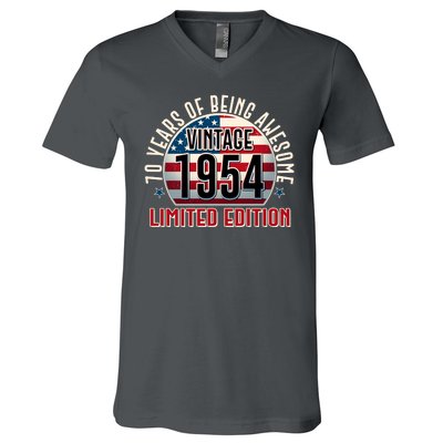 70th Birthday 1954 Limited Edition 70 Years Of Being Awesome V-Neck T-Shirt