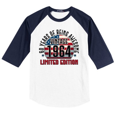 60th Birthday 1964 Limited Edition 60 Years Of Being Awesome Baseball Sleeve Shirt