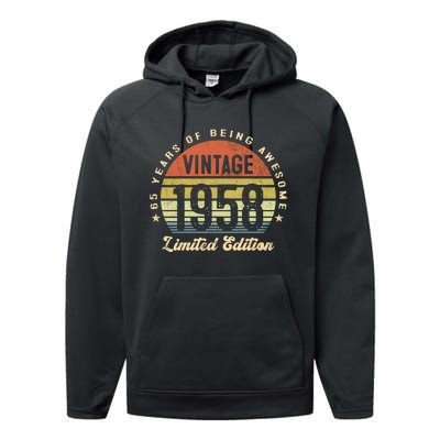 Vintage 1958 Limited Edition Birthday 65th Dad Birthday Grandpa Birthday Performance Fleece Hoodie