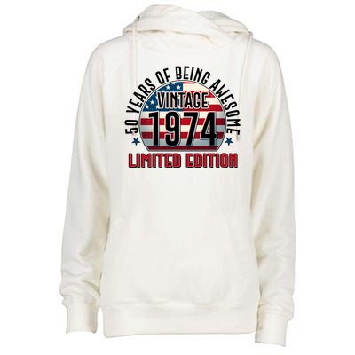 50th Birthday Vintage 1974 Limited Edition 50 Years Of Being Awesome Womens Funnel Neck Pullover Hood