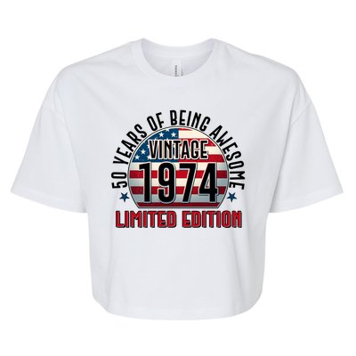 50th Birthday Vintage 1974 Limited Edition 50 Years Of Being Awesome Bella+Canvas Jersey Crop Tee