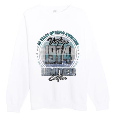 Vintage 1974 Limited Edition 50 Year Old 50th Birthday Premium Crewneck Sweatshirt