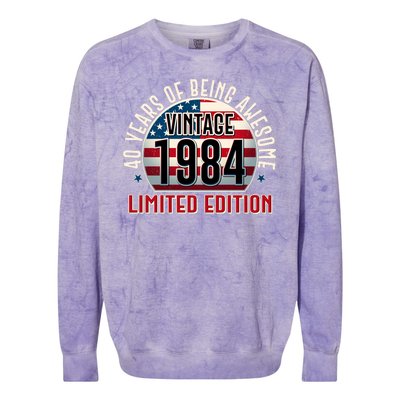 Vintage 1984 Limited Edition 40 Years Of Being Awesome Usa Flag Colorblast Crewneck Sweatshirt