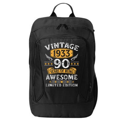 Vintage 1933 Limited Edition 90 Year Old 90th Birthday Gifts Cute City Backpack