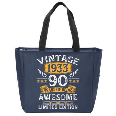 Vintage 1933 Limited Edition 90 Year Old 90th Birthday Gifts Cute Zip Tote Bag