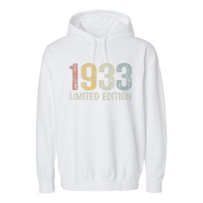 Vintage 1933 Limited Edition 90 Year Old 90th Birthday Gifts Garment-Dyed Fleece Hoodie