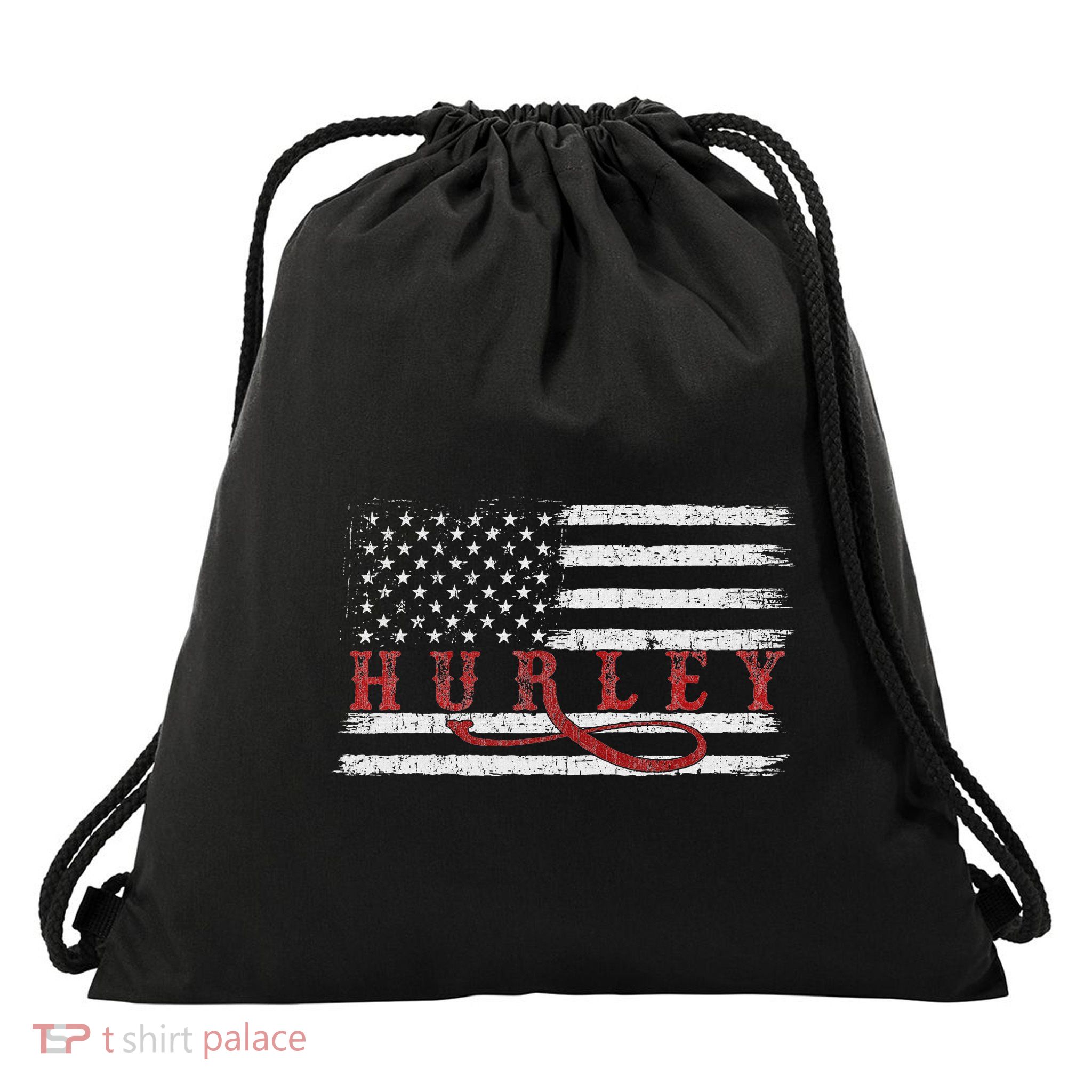 Vintage 1980s Mississippi American Flag Hurley Usa Patriotic Drawstring Bag