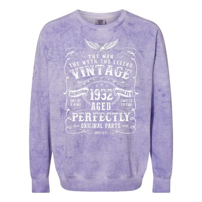 Vintage 1932 Man Myth Legend 90 Year Old Gifts 90th Birthday Colorblast Crewneck Sweatshirt